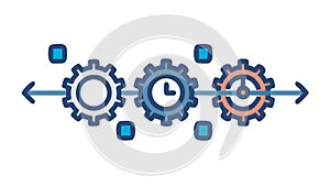 Iterative Process: Circular Workflow Gears, vector design Generative AI