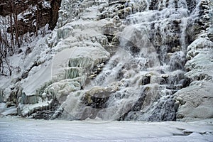 Ithaca Falls view during winter.  New York. USA