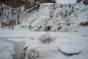 Ithaca Falls view during winter.  New York. USA