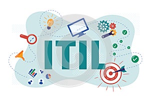 ITIL. Information Technology Infrastructure Library. Vector Illustration in flat style.