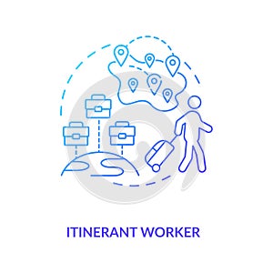 Itinerant worker blue gradient concept icon