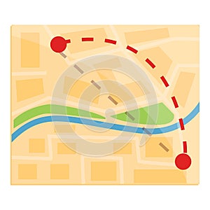 Itinerary icon, cartoon style