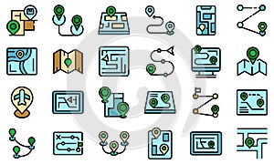 Itinerary icons set vector flat
