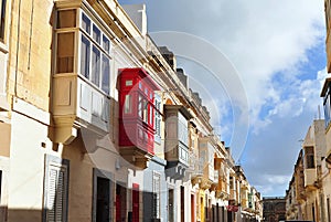 Itraditional balcony on Valeta houses photo