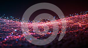 Glowing red and blue data stream visualization