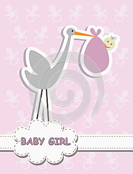 Its a Baby Girl, stork with a baby