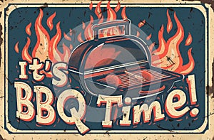 Its BBQ Time Retro Sign