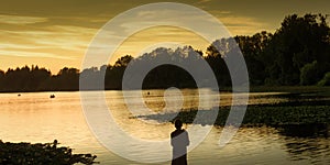 Located Canada burnaby Deerlake beautiful sunset photo