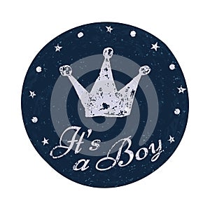 Its a boy label. Baby announcement card.