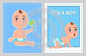 Its a Boy Poster with Toddler Infant Diaper Crawls