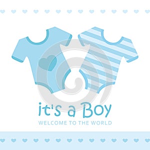 Its a boy welcome greeting card for childbirth with bodysuit