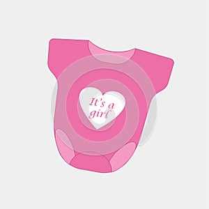 Its a girl. Gray background. Vector illustration.