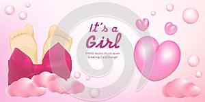 Its a girl vector illustration card template