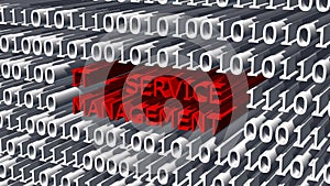 ITSM Information Technology Service Management concept - red lettering integrated into white digits of the binary code with shadow