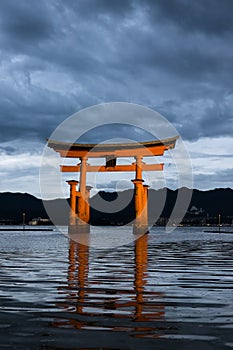Itsukushima Shrine at dusk