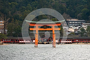 Itsukushima shrine, floating Torii gate, Miyajima island, Japan.