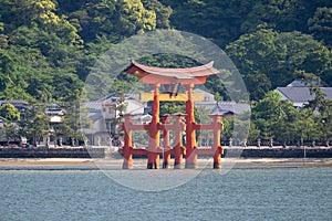 Itsukushima Shrine, Torii Gate in Miyajima, Torii gate on the world heritage island Miyajima near Hiroshima, Japan.