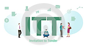 Itt invitation to tender concept with big word or text and team people with modern flat style - vector