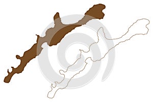 Iturup island Russia, Japan, Russian Federation, Kuril Islands Archipelago map vector illustration, scribble sketch Etorofu or