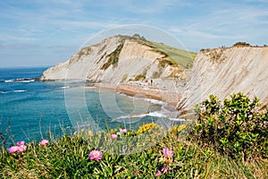 Itzurun Beach and flysch in Zumaia, Spain