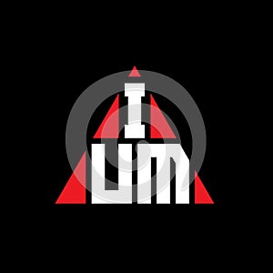 IUM triangle letter logo design with triangle shape. IUM triangle logo design monogram. IUM triangle vector logo template with red