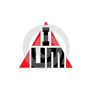 IUM triangle letter logo design with triangle shape. IUM triangle logo design monogram. IUM triangle vector logo template with red