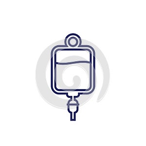 iv bag line icon, blood transfusion vector