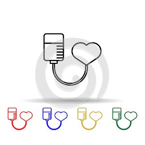 Iv bag multi color icon. Simple thin line, outline vector of blood donation icons for ui and ux, website or mobile application