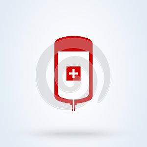 Iv blood bag. Simple vector modern icon design illustration