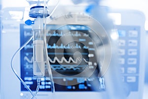 Iv drip on the background of monitoring ECG