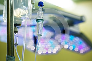 IV drip hanging on a pole in hospital