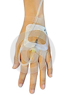 IV solution in a patients hand