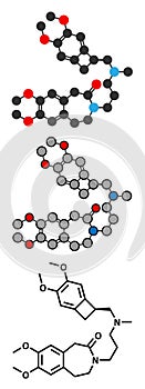 Ivabradine angina pectoris drug molecule.