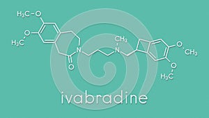 Ivabradine angina pectoris drug molecule. Skeletal formula.