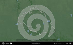 Ivacevicy District outlined, Belarus. Physical
