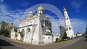 Ultra wide landscape of Ivan the Great Bell Tower in Moscow Kremlin photo