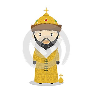 Ivan IV of Russia The Terrible cartoon character. Vector Illustration