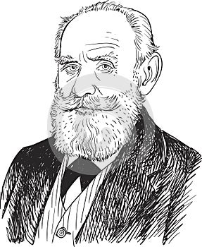 Ivan Pavlov cartoon portrait, vector photo