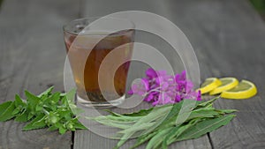 Ivan-tea, kiprei, Willow-herb, epilobium flower on wooden table