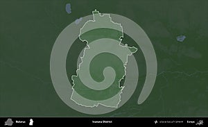 Ivanava District highlighted, Belarus. Physical