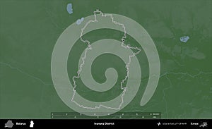 Ivanava District outlined, Belarus. Physical
