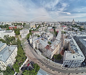 Ivanovsky Convent in Moscow. Ivanovsky Convent is a large stauropegic Russian Orthodox convent in Moscow. Aerial view photo