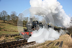 Ivatt Tanks 41312 and 41241 at Haworth, Keighley and Worth Valley Railway, West Yorkshire, UK - February 2008