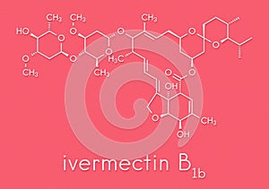Ivermectin antiparasitic drug molecule. Used in treatment of river blindness, scabies, head lice, etc. Skeletal formula. photo