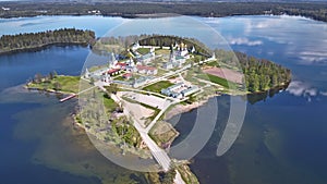 Iversky monastery. Valdaiskoe lake in Novgorod oblast. Russia.