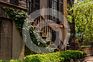 Ivey Covered Stairway on Historic House on Pulaski Square