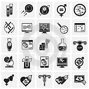 IVF icons set on squares background for graphic and web design. Simple vector sign. Internet concept symbol for website