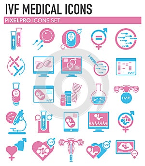 IVF icons set on white background for graphic and web design. Simple vector sign. Internet concept symbol for website