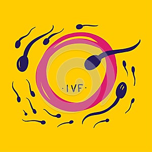 IVF. IN VITRO FERTILISATION. Spermogram. Hand drawn