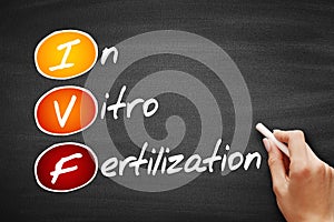 IVF - In Vitro Fertilization, acronym health concept on blackboard photo